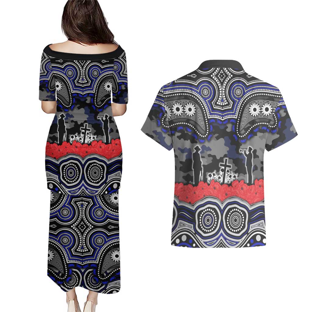 ANZAC Day Canterbury Bankstown Bulldogs Couples Matching Puletasi and Hawaiian Shirt Military Memorial Aboriginal Indigenous Art