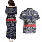 ANZAC Day Canterbury Bankstown Bulldogs Couples Matching Puletasi and Hawaiian Shirt Military Memorial Aboriginal Indigenous Art