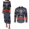 ANZAC Day Canterbury Bankstown Bulldogs Couples Matching Puletasi and Long Sleeve Button Shirt Military Memorial Aboriginal Indigenous Art