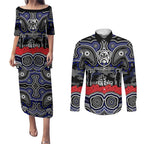 ANZAC Day Canterbury Bankstown Bulldogs Couples Matching Puletasi and Long Sleeve Button Shirt Military Memorial Aboriginal Indigenous Art
