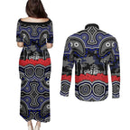 ANZAC Day Canterbury Bankstown Bulldogs Couples Matching Puletasi and Long Sleeve Button Shirt Military Memorial Aboriginal Indigenous Art