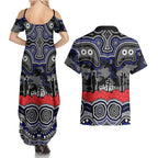ANZAC Day Canterbury Bankstown Bulldogs Couples Matching Summer Maxi Dress and Hawaiian Shirt Military Memorial Aboriginal Indigenous Art