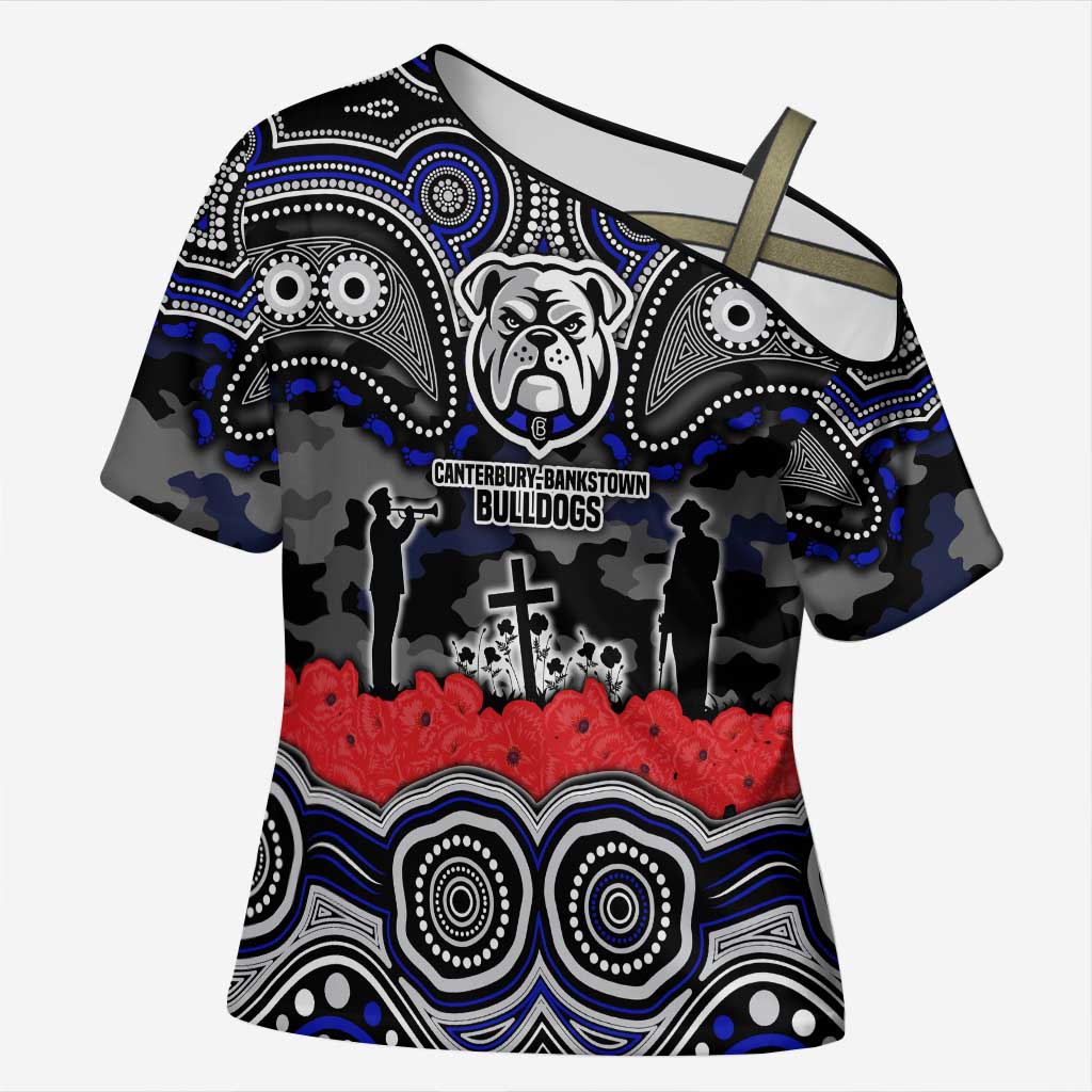 ANZAC Day Canterbury Bankstown Bulldogs Cross Shoulder Shirt Military Memorial Aboriginal Indigenous Art