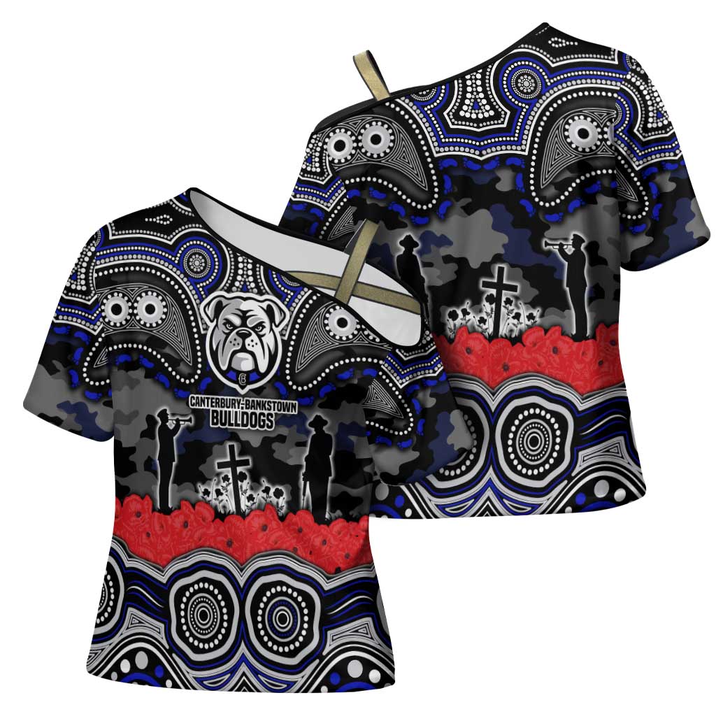 ANZAC Day Canterbury Bankstown Bulldogs Cross Shoulder Shirt Military Memorial Aboriginal Indigenous Art
