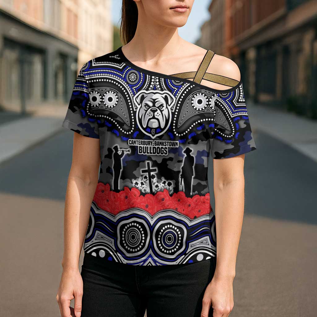ANZAC Day Canterbury Bankstown Bulldogs Cross Shoulder Shirt Military Memorial Aboriginal Indigenous Art