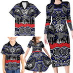 ANZAC Day Canterbury Bankstown Bulldogs Family Matching Long Sleeve Bodycon Dress and Hawaiian Shirt Military Memorial Aboriginal Indigenous Art