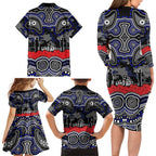 ANZAC Day Canterbury Bankstown Bulldogs Family Matching Long Sleeve Bodycon Dress and Hawaiian Shirt Military Memorial Aboriginal Indigenous Art