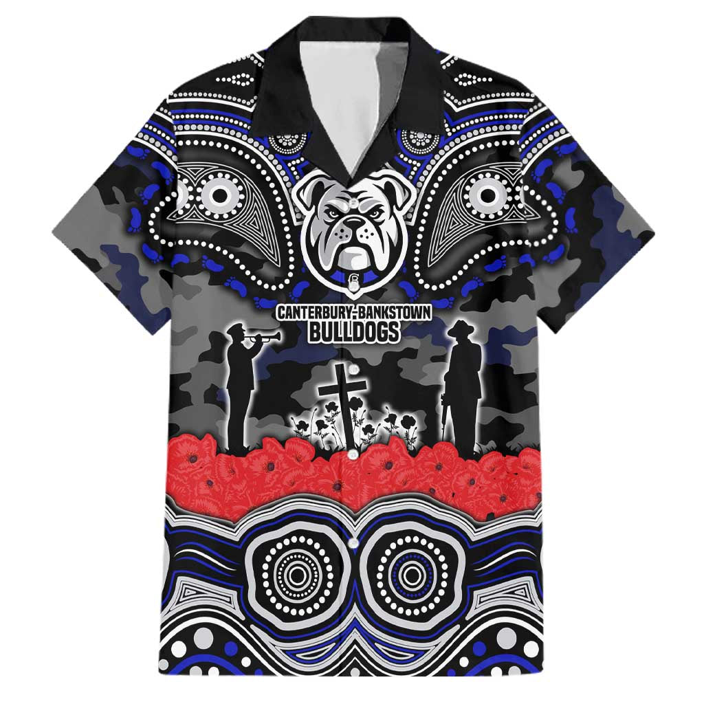 ANZAC Day Canterbury Bankstown Bulldogs Family Matching Long Sleeve Bodycon Dress and Hawaiian Shirt Military Memorial Aboriginal Indigenous Art