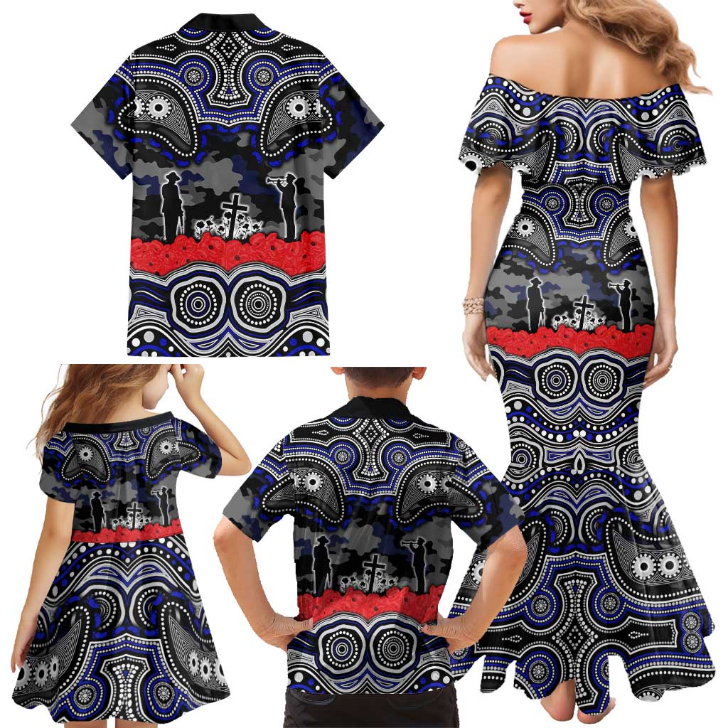 ANZAC Day Canterbury Bankstown Bulldogs Family Matching Mermaid Dress and Hawaiian Shirt Military Memorial Aboriginal Indigenous Art