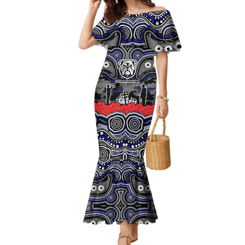 ANZAC Day Canterbury Bankstown Bulldogs Family Matching Mermaid Dress and Hawaiian Shirt Military Memorial Aboriginal Indigenous Art
