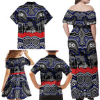 ANZAC Day Canterbury Bankstown Bulldogs Family Matching Off Shoulder Maxi Dress and Hawaiian Shirt Military Memorial Aboriginal Indigenous Art
