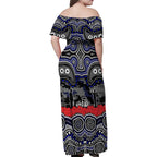 ANZAC Day Canterbury Bankstown Bulldogs Family Matching Off Shoulder Maxi Dress and Hawaiian Shirt Military Memorial Aboriginal Indigenous Art