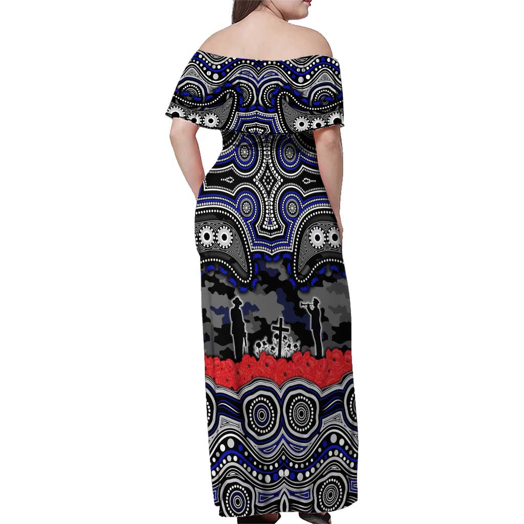 ANZAC Day Canterbury Bankstown Bulldogs Family Matching Off Shoulder Maxi Dress and Hawaiian Shirt Military Memorial Aboriginal Indigenous Art