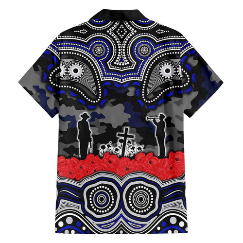 ANZAC Day Canterbury Bankstown Bulldogs Family Matching Off Shoulder Short Dress and Hawaiian Shirt Military Memorial Aboriginal Indigenous Art