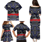 ANZAC Day Canterbury Bankstown Bulldogs Family Matching Puletasi and Hawaiian Shirt Military Memorial Aboriginal Indigenous Art