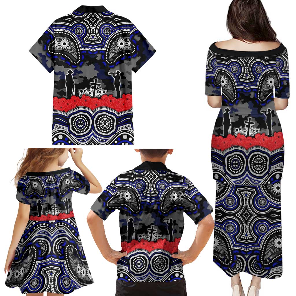 ANZAC Day Canterbury Bankstown Bulldogs Family Matching Puletasi and Hawaiian Shirt Military Memorial Aboriginal Indigenous Art