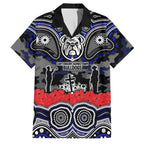 ANZAC Day Canterbury Bankstown Bulldogs Family Matching Puletasi and Hawaiian Shirt Military Memorial Aboriginal Indigenous Art