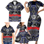 ANZAC Day Canterbury Bankstown Bulldogs Family Matching Short Sleeve Bodycon Dress and Hawaiian Shirt Military Memorial Aboriginal Indigenous Art