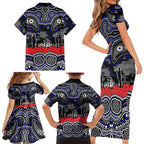 ANZAC Day Canterbury Bankstown Bulldogs Family Matching Short Sleeve Bodycon Dress and Hawaiian Shirt Military Memorial Aboriginal Indigenous Art