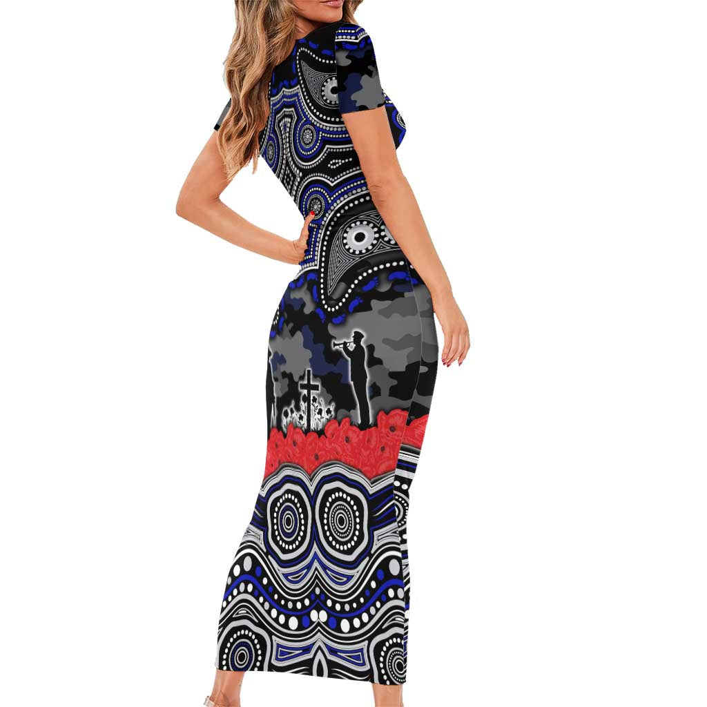 ANZAC Day Canterbury Bankstown Bulldogs Family Matching Short Sleeve Bodycon Dress and Hawaiian Shirt Military Memorial Aboriginal Indigenous Art