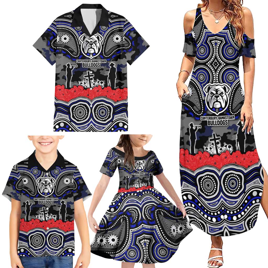 ANZAC Day Canterbury Bankstown Bulldogs Family Matching Summer Maxi Dress and Hawaiian Shirt Military Memorial Aboriginal Indigenous Art