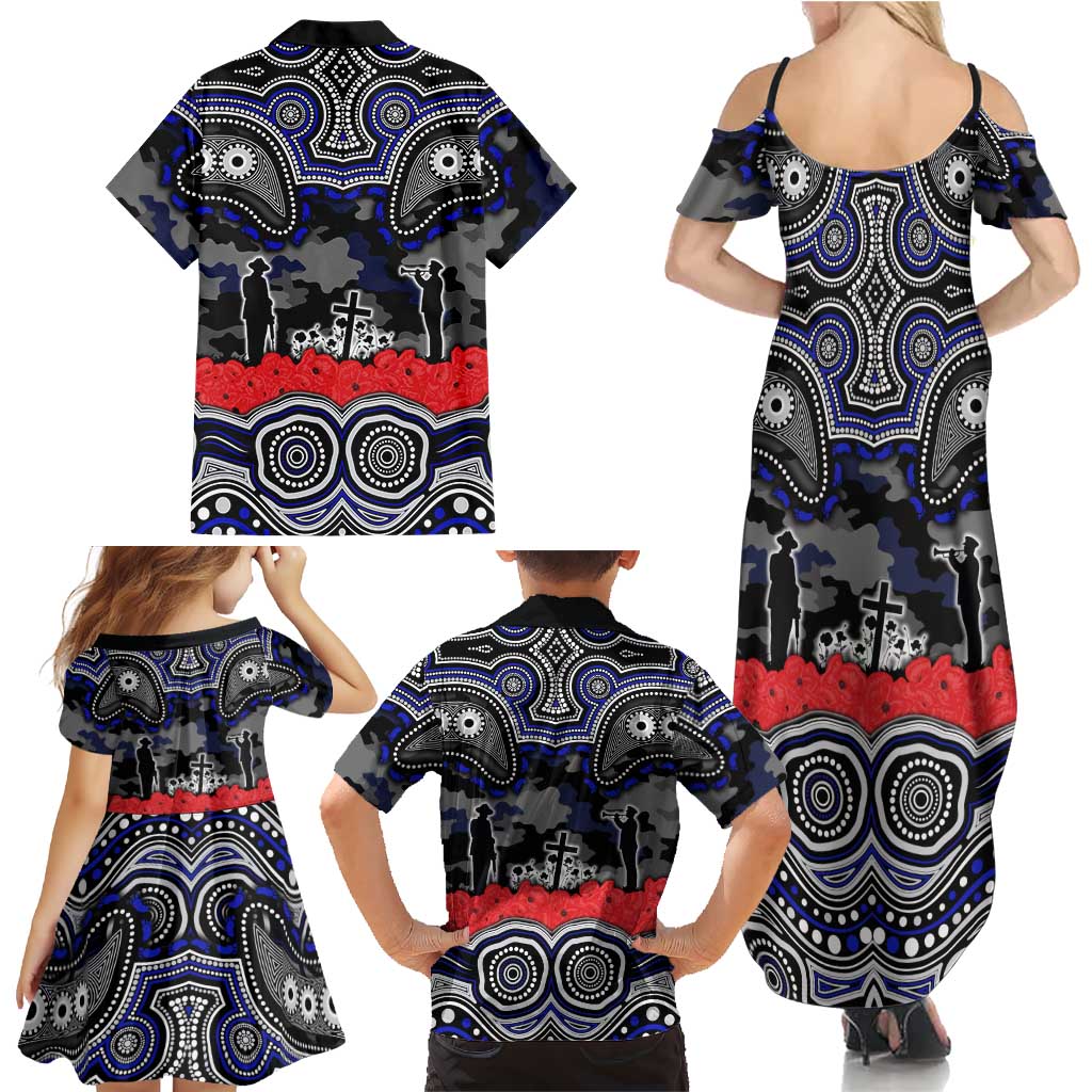 ANZAC Day Canterbury Bankstown Bulldogs Family Matching Summer Maxi Dress and Hawaiian Shirt Military Memorial Aboriginal Indigenous Art