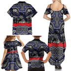 ANZAC Day Canterbury Bankstown Bulldogs Family Matching Summer Maxi Dress and Hawaiian Shirt Military Memorial Aboriginal Indigenous Art