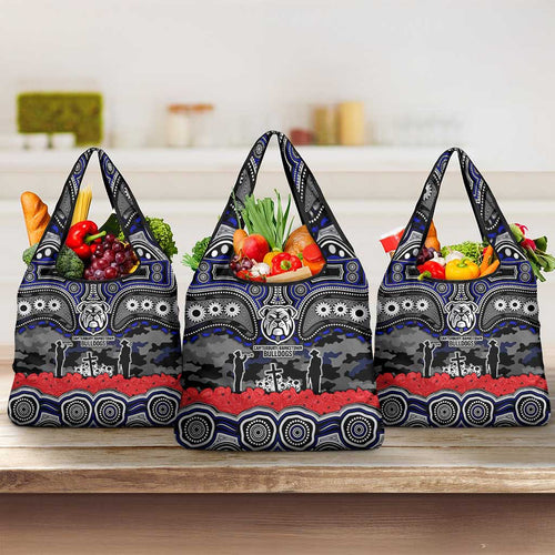 ANZAC Day Canterbury Bankstown Bulldogs Grocery Bag Military Memorial Aboriginal Indigenous Art