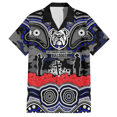 ANZAC Day Canterbury Bankstown Bulldogs Hawaiian Shirt Military Memorial Aboriginal Indigenous Art