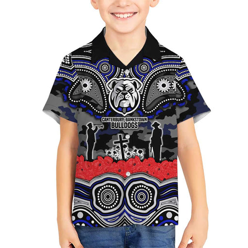 ANZAC Day Canterbury Bankstown Bulldogs Hawaiian Shirt Military Memorial Aboriginal Indigenous Art