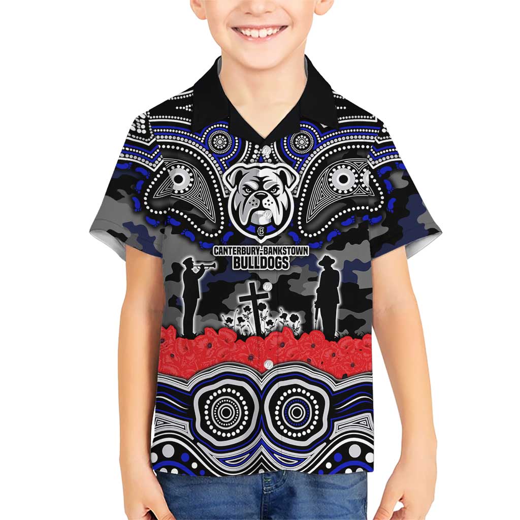 ANZAC Day Canterbury Bankstown Bulldogs Kid Hawaiian Shirt Military Memorial Aboriginal Indigenous Art