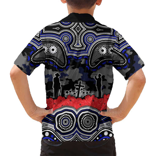 ANZAC Day Canterbury Bankstown Bulldogs Kid Hawaiian Shirt Military Memorial Aboriginal Indigenous Art