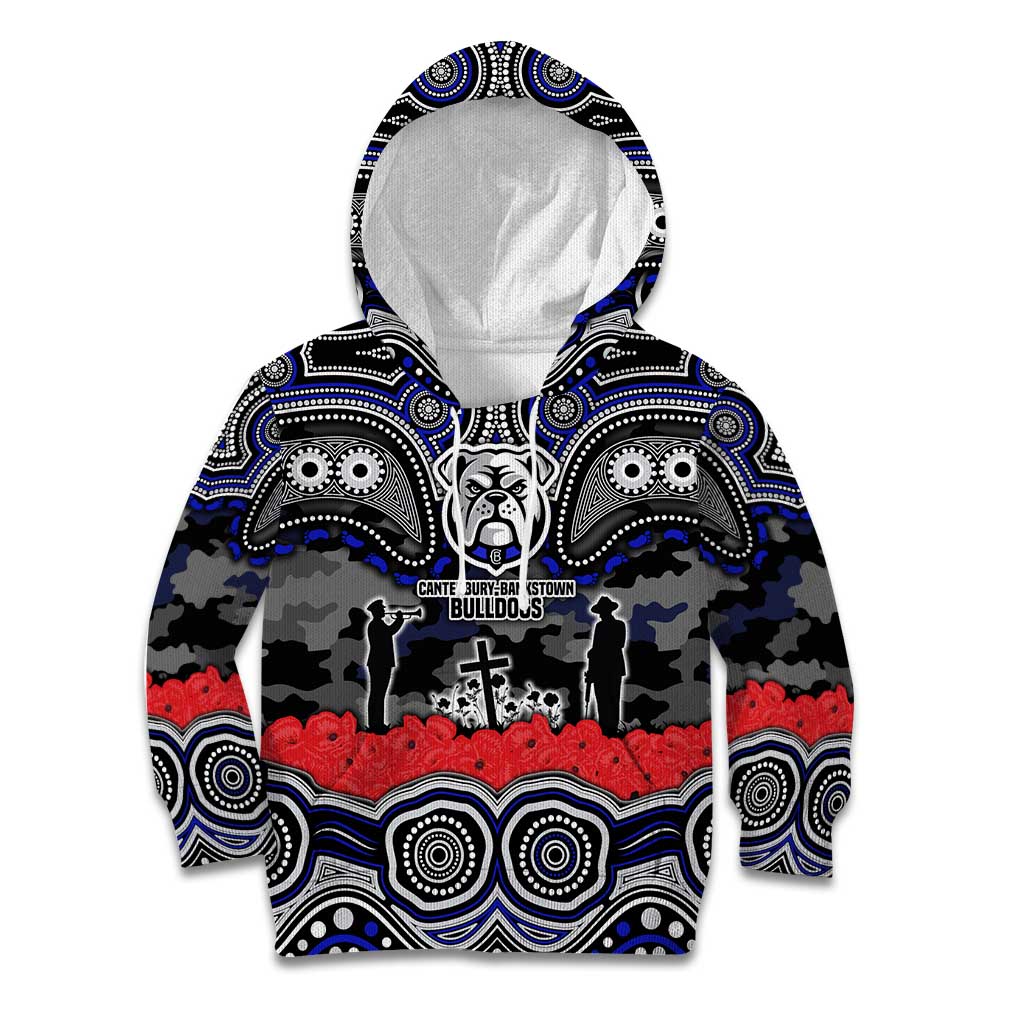 ANZAC Day Canterbury Bankstown Bulldogs Kid Hoodie Military Memorial Aboriginal Indigenous Art