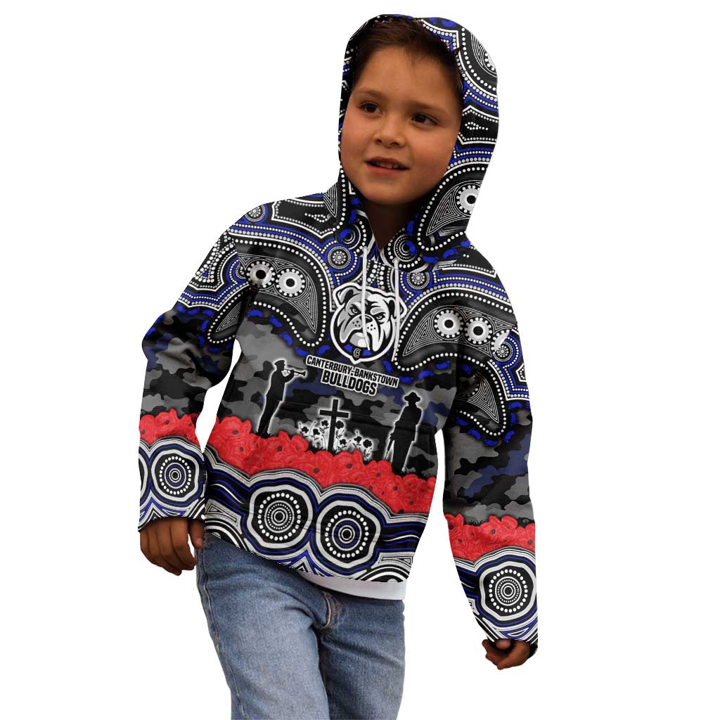 ANZAC Day Canterbury Bankstown Bulldogs Kid Hoodie Military Memorial Aboriginal Indigenous Art