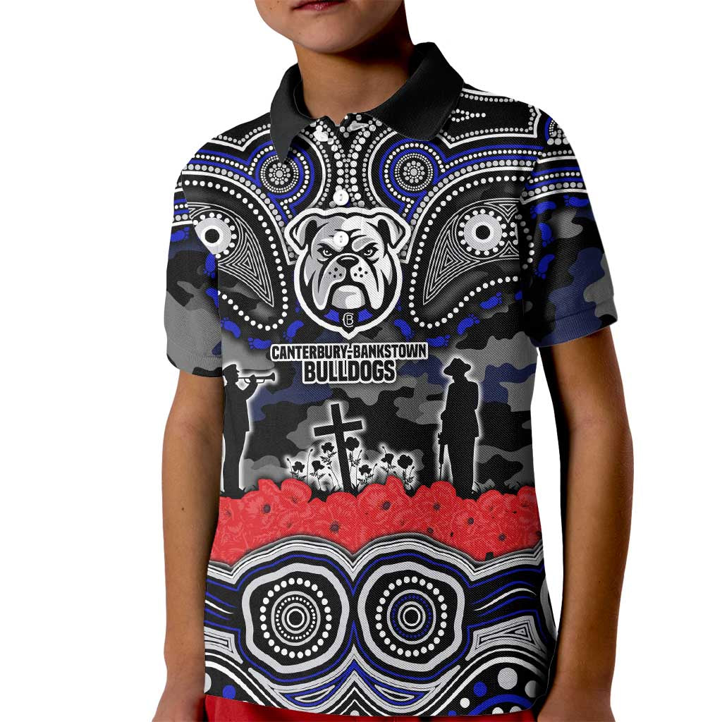 ANZAC Day Canterbury Bankstown Bulldogs Kid Polo Shirt Military Memorial Aboriginal Indigenous Art