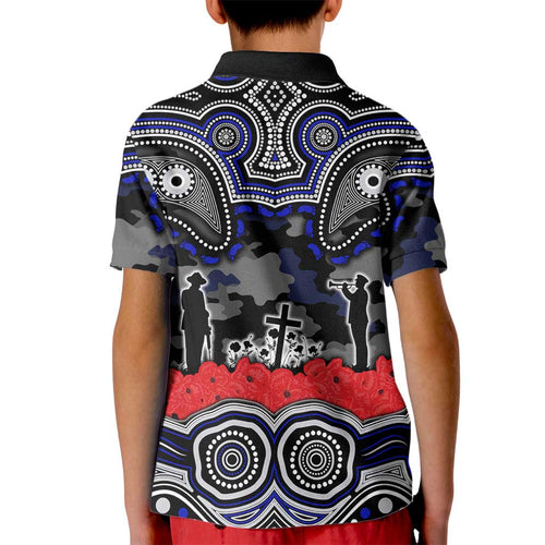 ANZAC Day Canterbury Bankstown Bulldogs Kid Polo Shirt Military Memorial Aboriginal Indigenous Art
