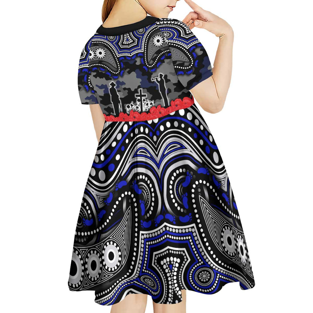 ANZAC Day Canterbury Bankstown Bulldogs Kid Short Sleeve Dress Military Memorial Aboriginal Indigenous Art