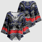 ANZAC Day Canterbury Bankstown Bulldogs Kimono Sleeve Blouse Military Memorial Aboriginal Indigenous Art