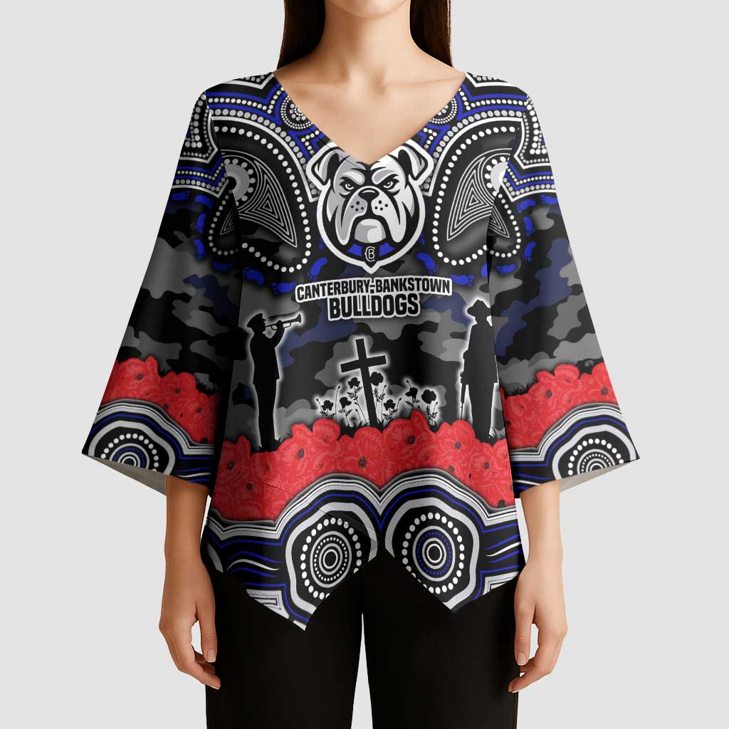 ANZAC Day Canterbury Bankstown Bulldogs Kimono Sleeve Blouse Military Memorial Aboriginal Indigenous Art