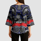 ANZAC Day Canterbury Bankstown Bulldogs Kimono Sleeve Blouse Military Memorial Aboriginal Indigenous Art