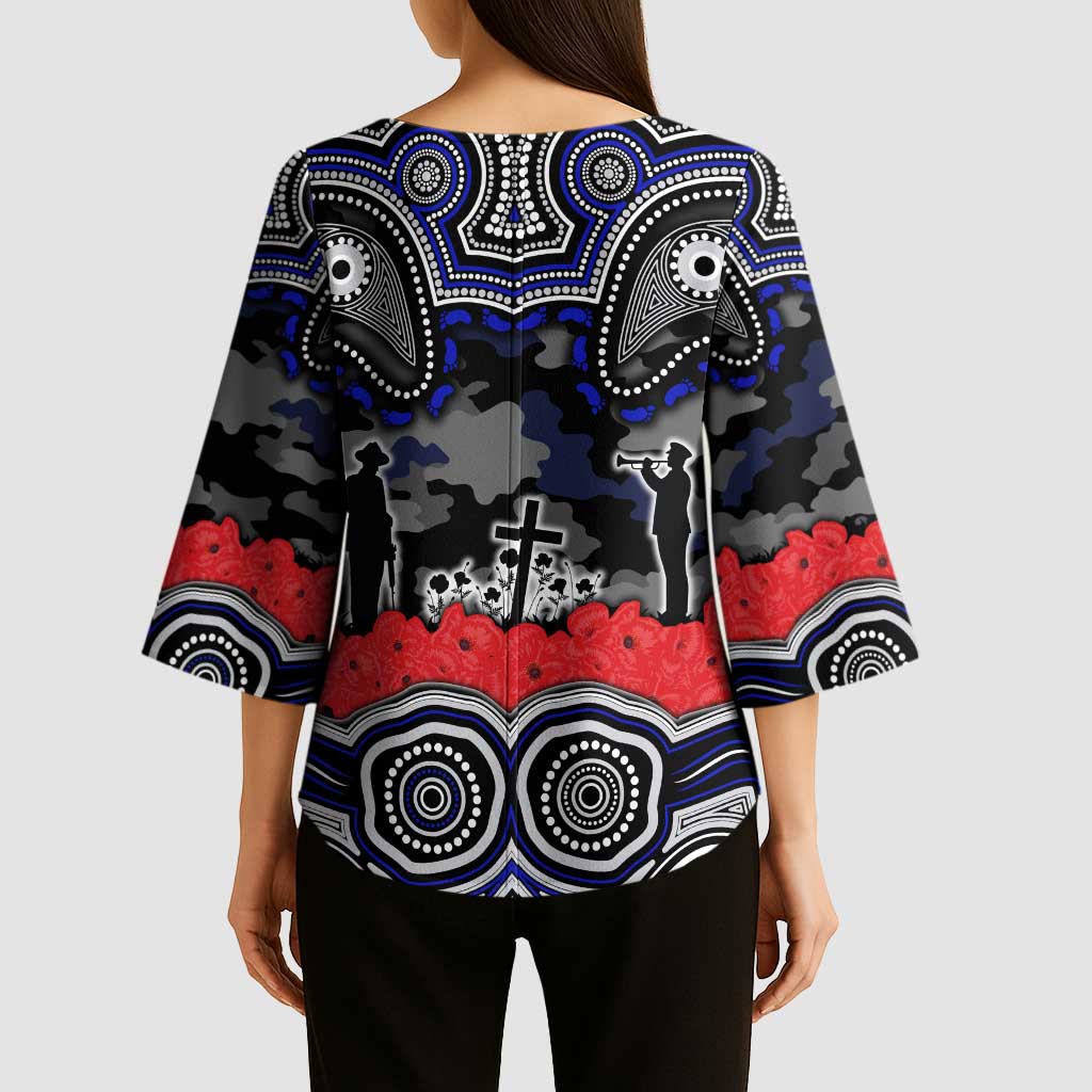 ANZAC Day Canterbury Bankstown Bulldogs Kimono Sleeve Blouse Military Memorial Aboriginal Indigenous Art