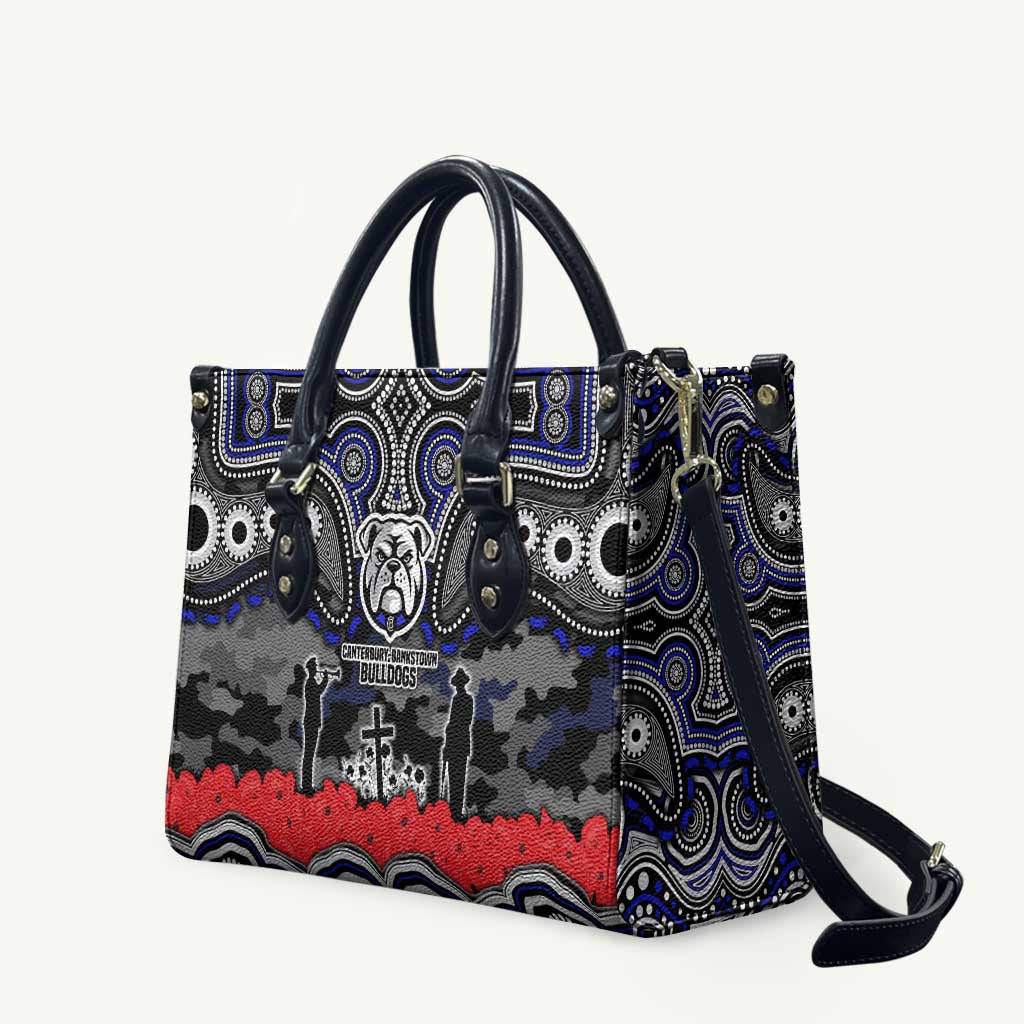 ANZAC Day Canterbury Bankstown Bulldogs Leather Bag Military Memorial Aboriginal Indigenous Art