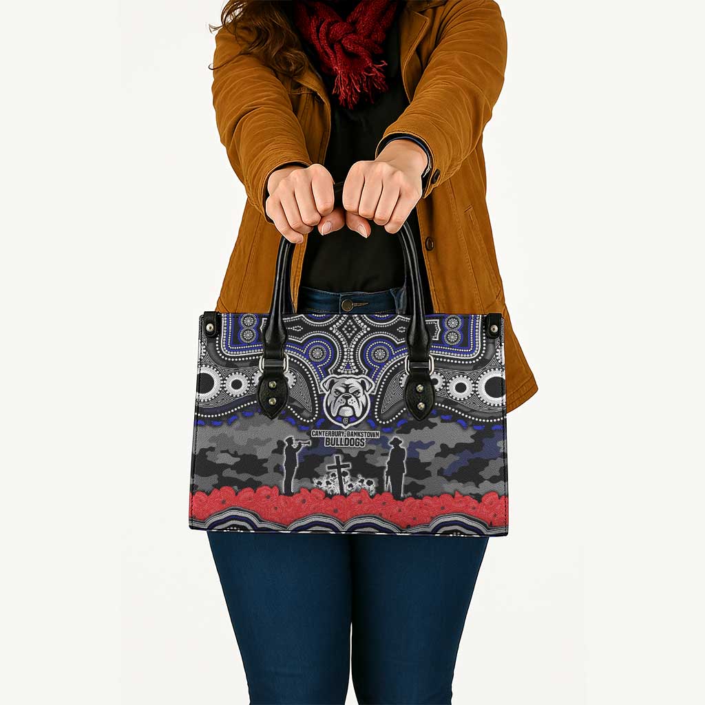 ANZAC Day Canterbury Bankstown Bulldogs Leather Bag Military Memorial Aboriginal Indigenous Art