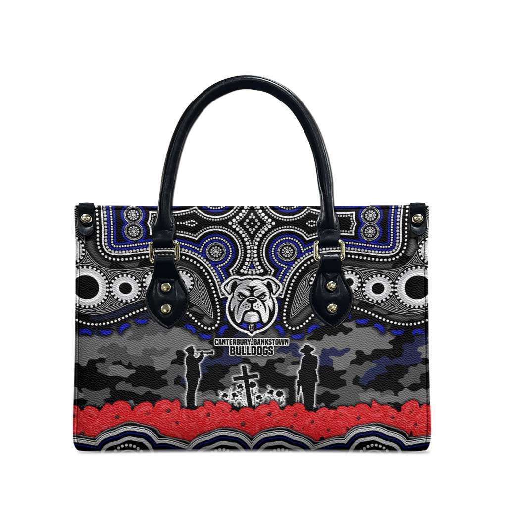 ANZAC Day Canterbury Bankstown Bulldogs Leather Bag Military Memorial Aboriginal Indigenous Art