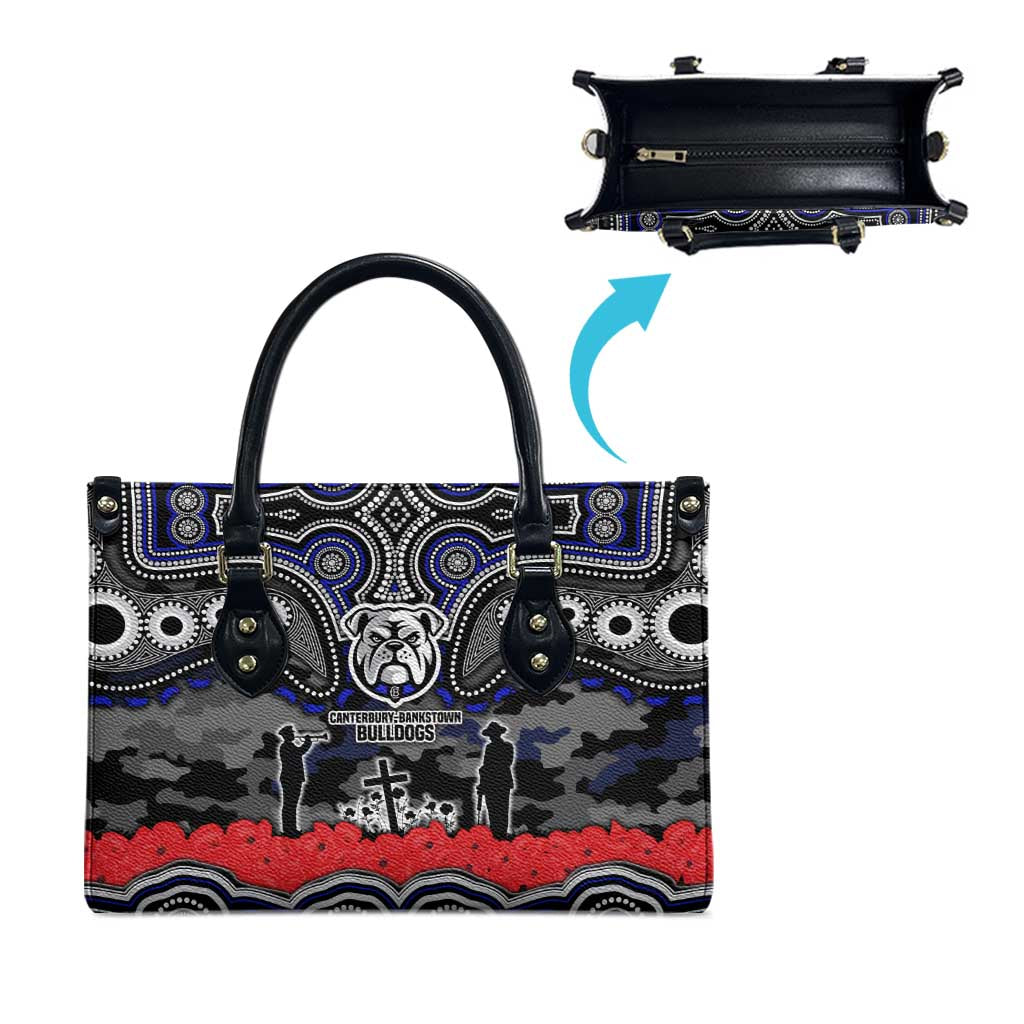 ANZAC Day Canterbury Bankstown Bulldogs Leather Bag Military Memorial Aboriginal Indigenous Art