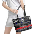 ANZAC Day Canterbury Bankstown Bulldogs Leather Tote Bag Military Memorial Aboriginal Indigenous Art