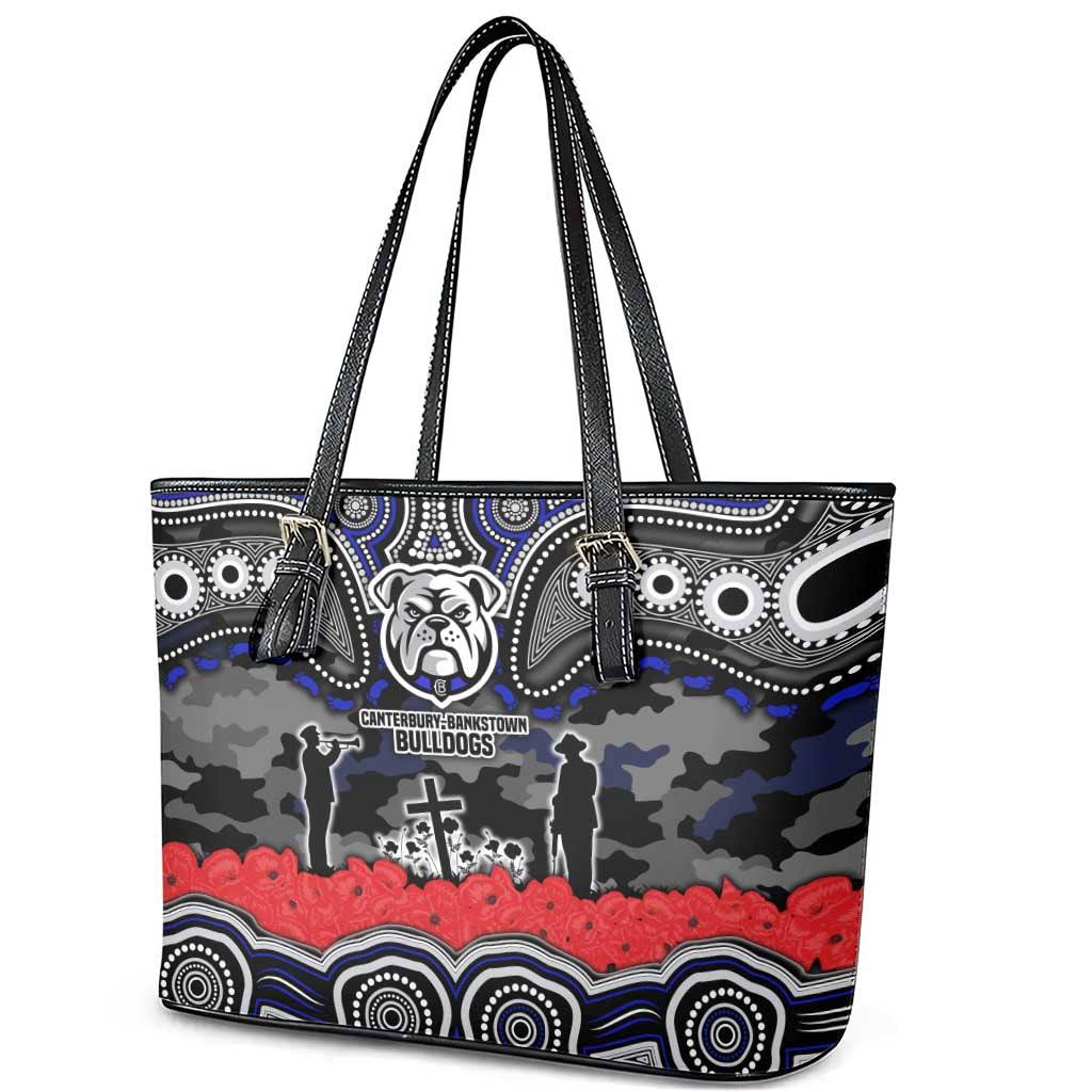 ANZAC Day Canterbury Bankstown Bulldogs Leather Tote Bag Military Memorial Aboriginal Indigenous Art