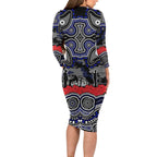 ANZAC Day Canterbury Bankstown Bulldogs Long Sleeve Bodycon Dress Military Memorial Aboriginal Indigenous Art