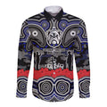 ANZAC Day Canterbury Bankstown Bulldogs Long Sleeve Button Shirt Military Memorial Aboriginal Indigenous Art