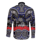 ANZAC Day Canterbury Bankstown Bulldogs Long Sleeve Button Shirt Military Memorial Aboriginal Indigenous Art
